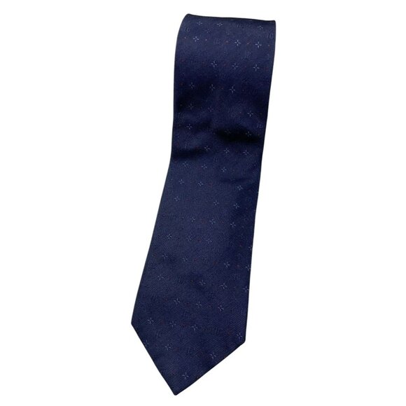 NWT ROBERTO CAVALLI Men's Silk Tie LUXURY Navy Geometric Monogram Logo W:3.7" - Picture 1 of 6
